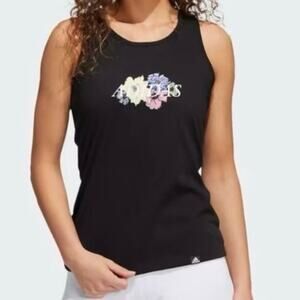 Adidas workout tank floral print with spellout logo size medium